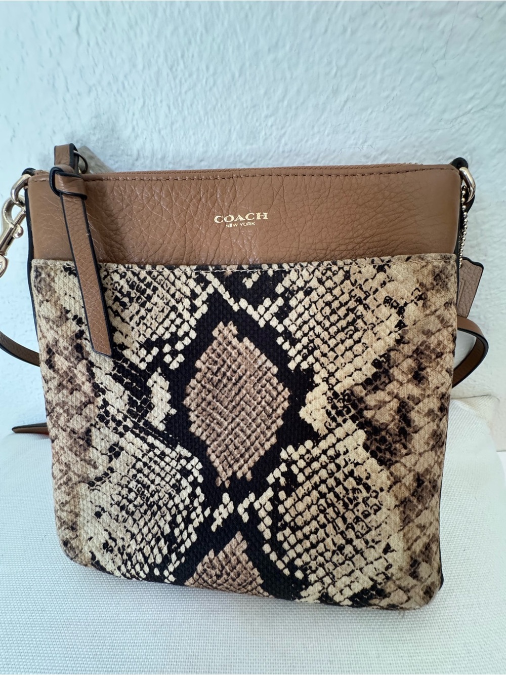Coach Python Brown Leather Crossbody with Snake-Print - Picture 2 of 4